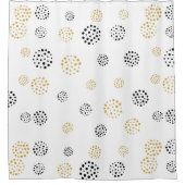 Abstracte stippen voor zwart en goud douchegordijn (Voorkant)