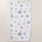 Abstracte stippen voor zwart en goud strandlaken (Voorkant)