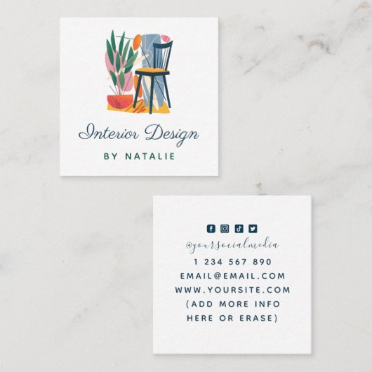 Abstracte Stoel Meubelen voor thuisgebruik Ontwerp Vierkante Visitekaartje (Voorkant / Achterkant)