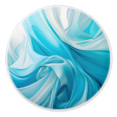 Abstracte stof-geïnspireerde blauwe keramische kno knop (Voorkant)