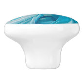 Abstracte stof-geïnspireerde blauwe keramische kno knop (Zijkant)