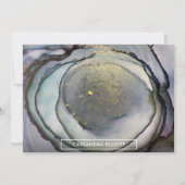 Abstracte Stoffige Blauwe & Gouden Alcoholinkt Vlo Bedankkaart (Voorkant)