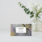 Abstracte Stoffige Blauwe & Gouden Alcoholinkt Vlo Visitekaartje (Staand voorkant)