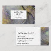 Abstracte Stoffige Blauwe & Gouden Alcoholinkt Vlo Visitekaartje (Voorkant / Achterkant)