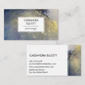 Abstracte Stoffige Blauwe & Gouden Alcoholinkt Vlo Visitekaartje (Voorkant / Achterkant)