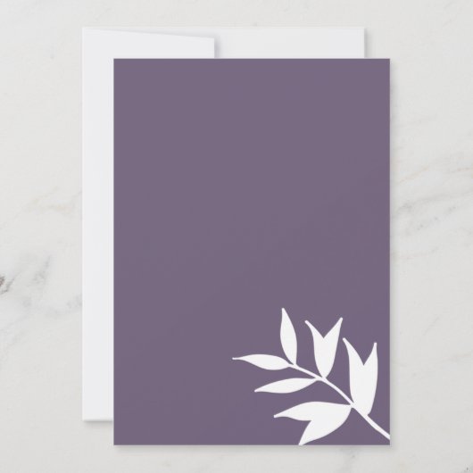 Abstracte stoffige paarse witte schets bloemenbrui kaart (Achterkant)