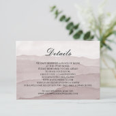 Abstracte stoffige roos bergen bruiloft informatiekaartje (Staand voorkant)