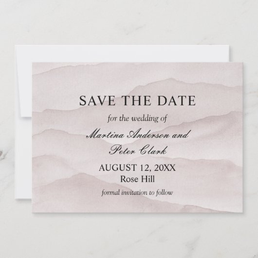 Abstracte stoffige roos bergen bruiloft save the date (Voorkant)