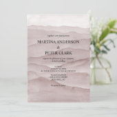 Abstracte stoffige roos Bergen bruiloft uitnodigin Kaart (Staand voorkant)