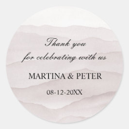 Abstracte stoffige roos bruiloft gunsten dank u ronde sticker
