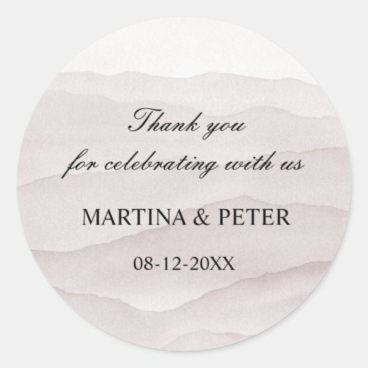 Abstracte stoffige roos bruiloft gunsten dank u ronde sticker (Voorkant)