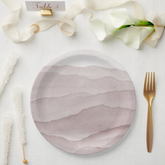 Abstracte stoffige roos bruiloft papieren bordje (Huwelijk)