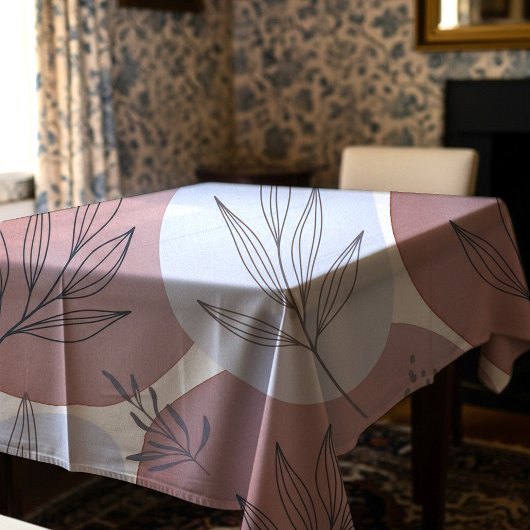 Abstracte stoffige roos en saliegroene botanische tafelkleed