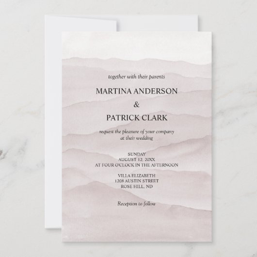 Abstracte stoffige roos huwelijksuitnodiging kaart (Voorkant)