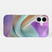 Abstracte stoftextuur in pasteltinten iPhone 16 hoesje (Achterkant horizontaal)