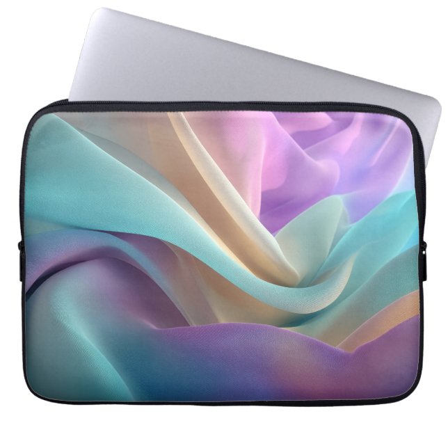Abstracte stoftextuur in pasteltinten laptop sleeve (Voorkant)