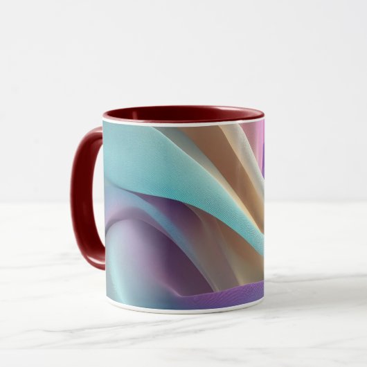 Abstracte stoftextuur in pasteltinten mok (Voorkant links)