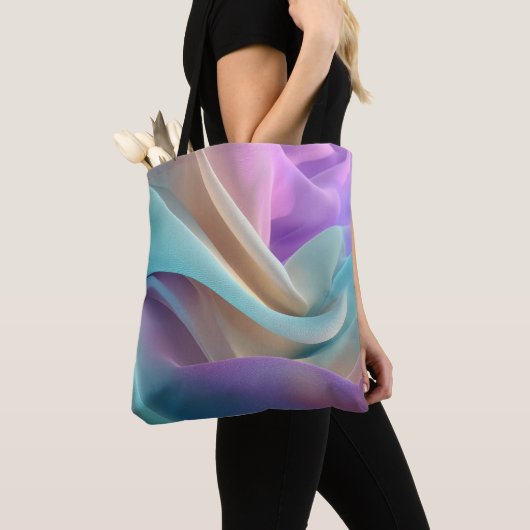 Abstracte stoftextuur in pasteltinten tote bag (Dichtbij)