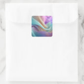 Abstracte stoftextuur in pasteltinten vierkante sticker (Tas)