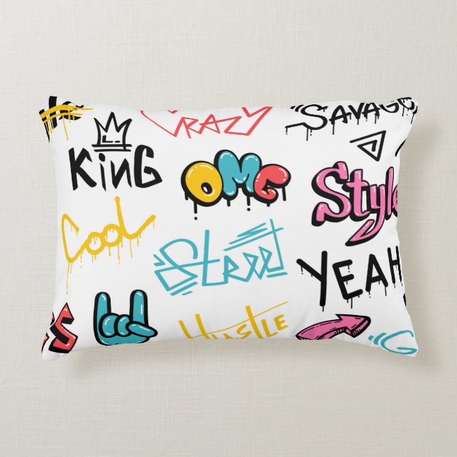 Abstracte straatgraffitikelelementen met g accent kussen (Voorkant)