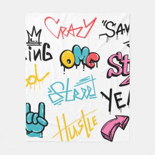 Abstracte straatgraffitikelelementen met g fleece deken