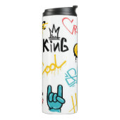 Abstracte straatgraffitikelelementen met g thermosbeker (Gedraaid links)