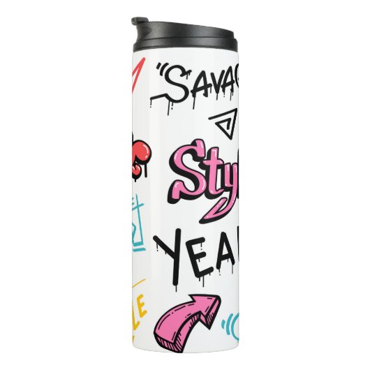 Abstracte straatgraffitikelelementen met g thermosbeker (Geroteerd rechts)