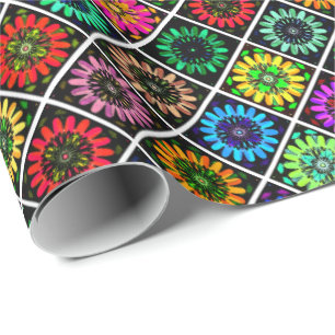 Abstracte Stralende Bloemen met Surrealistische Bl Cadeaupapier
