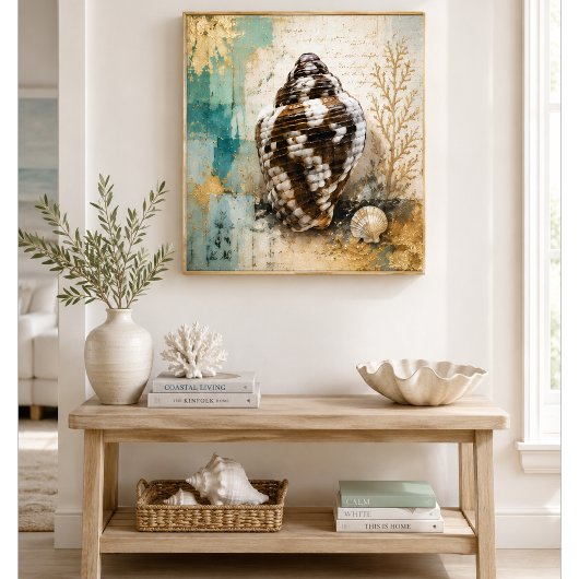 Abstracte strand schelp muurkunst canvas afdruk