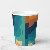 Abstracte strandgolven 70s stijl papieren bekers (Rechts)