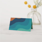 Abstracte strandgolven 70s stijl plaatskaartje (Achterkant)