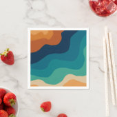 Abstracte strandgolven 70s stijl servet (Insitu)