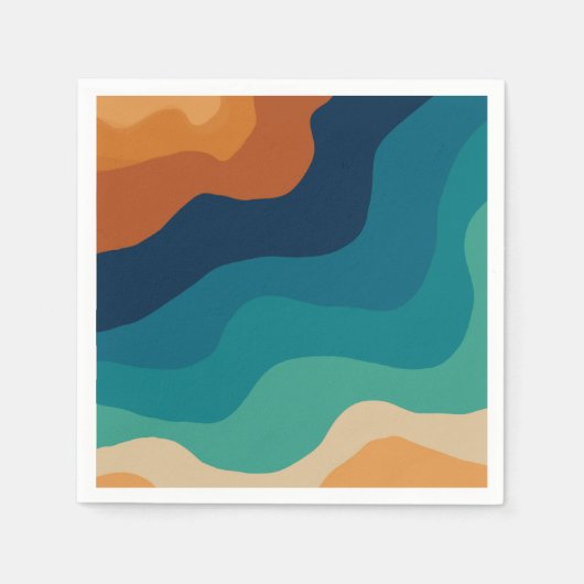 Abstracte strandgolven 70s stijl servet (Voorkant)