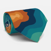 Abstracte strandgolven 70s stijl stropdas (Opgerold)