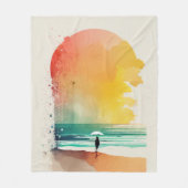 Abstracte strandkunst 'Lopen in de golven' Fleece Deken (Voorkant)