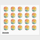 Abstracte strandkunst 'Lopen in de golven' Ronde Sticker (Vel)
