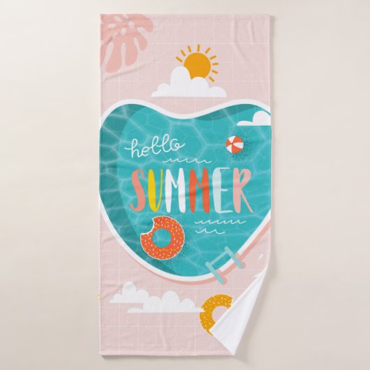 Abstracte strandpoolzomer illustratie badhanddoek (Badhanddoek)