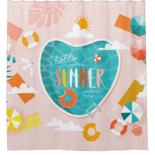 Abstracte strandpoolzomer illustratie douchegordijn