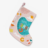 Abstracte strandpoolzomer illustratie kleine kerstsok (Voorkant (Hangend))