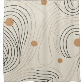 Abstracte streekbeige en zwarte kleuren douchegordijn (Voorkant)