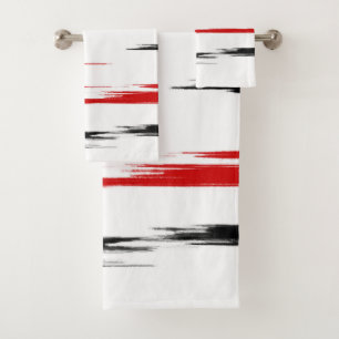 Abstracte streep met zwarte en rode streep bad handdoek