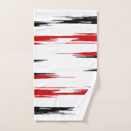 Abstracte streep met zwarte en rode streep bad handdoek (Handdoek)