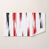Abstracte streep met zwarte en rode streep bad handdoek (Handdoek)