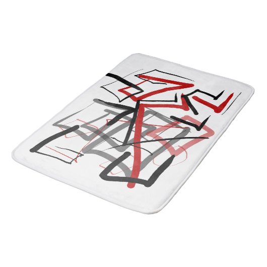 Abstracte streep met zwarte en rode streep badmat (Gekanteld)