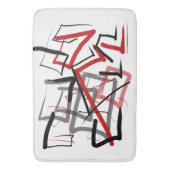 Abstracte streep met zwarte en rode streep badmat (Voorkant Verticaal)