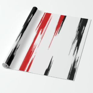 Abstracte streep met zwarte en rode streep cadeaupapier