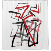 Abstracte streep met zwarte en rode streep douchegordijn (Voorkant)