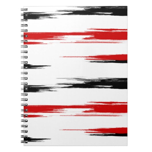 Abstracte streep met zwarte en rode streep notitieboek (Voorkant)