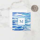 Abstracte streepjes met blauwe Waterverf Notitiekaartje (Voorkant / Achterkant in situ)