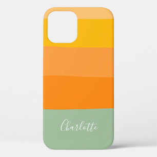 Abstracte streepjes Oranje Mint Naam  kleurenblok Case-Mate iPhone Case